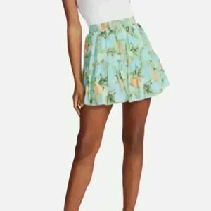 BB DAKOTA STEVE MADDEN juicy lemon print elastic waist pull on tiered mini skirt